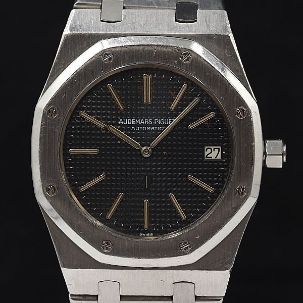 1 jpy operation superior article Audemars Piguet Royal oak jumbo 5402ST 38mm AT/ self-winding watch black face Date C1592 men's wristwatch OGH ABC0465575 1KHT