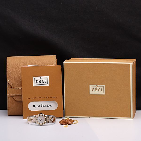 1 иен с ящиком работа хорошая вещь Ebel Classic wave 1057901 YG×SS 12P камень имеется комбинированный ракушка циферблат QZ женские наручные часы NSY 0474000 5APY