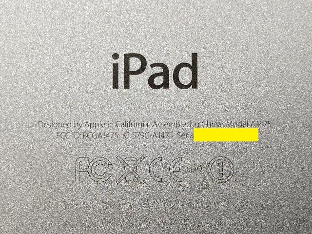 Apple iPad Air 9.7inch 32GB Wi-Fi+Cellularモデル 第1世代 スペースグレイ MD792J/A ソフトバンク 判定〇 IMEI:351977067770671の画像4