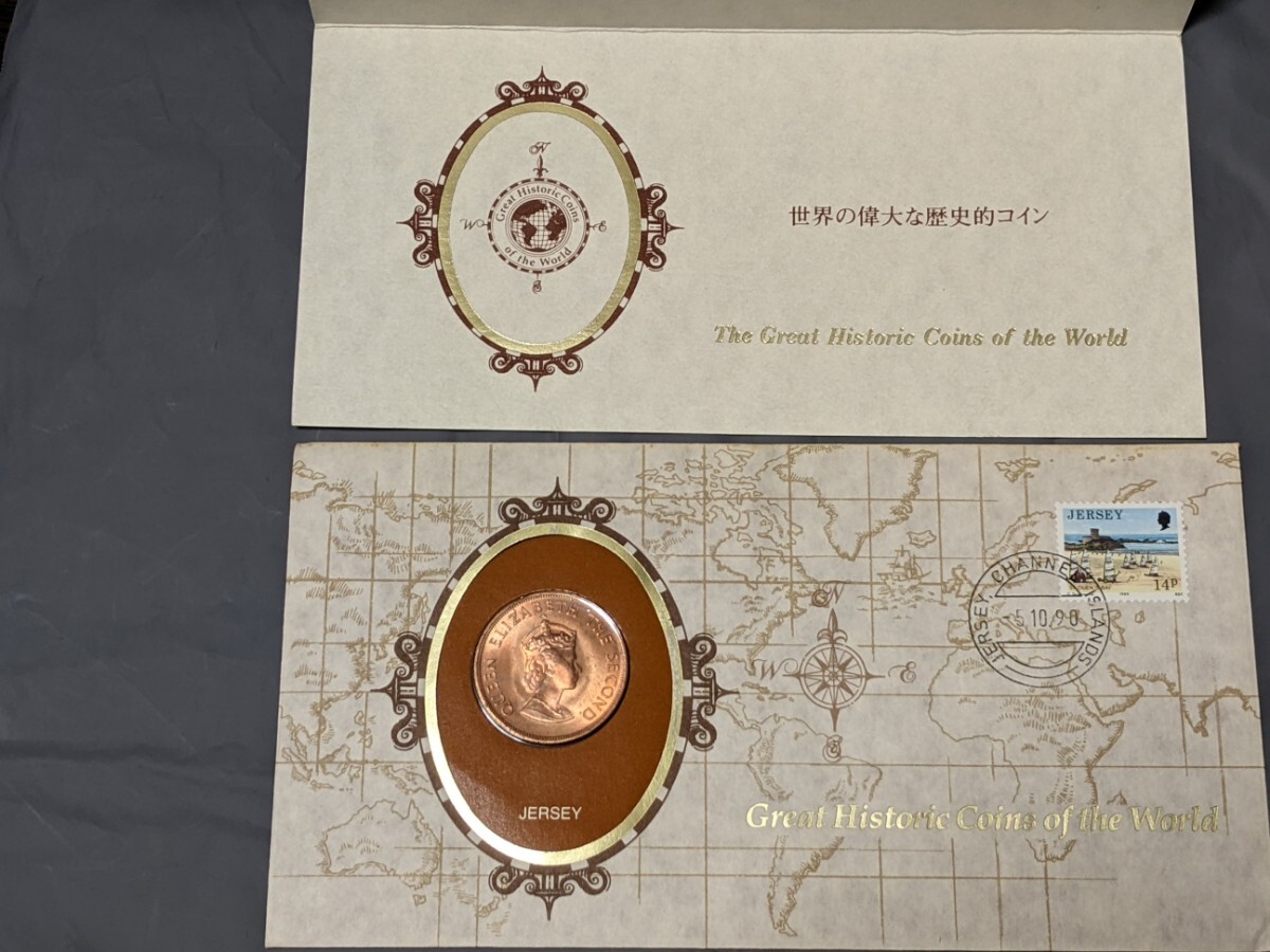 アンティークコイン ジャージー島 1/12シリング貨（12ペニー分・チャールズ２世1660から300周年）解説付セレクトカバー(ジャージー消印)の画像2
