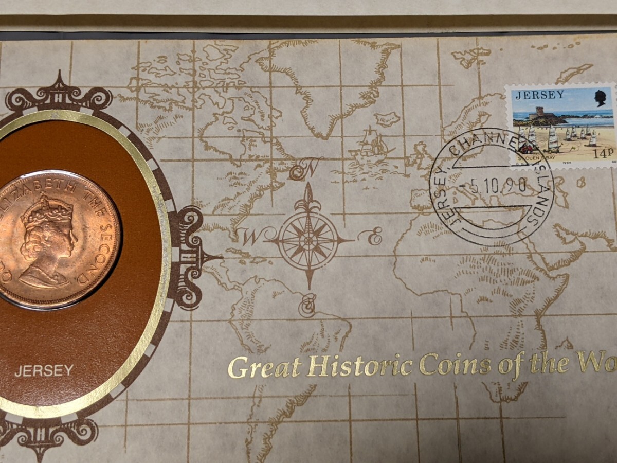 アンティークコイン ジャージー島 1/12シリング貨（12ペニー分・チャールズ２世1660から300周年）解説付セレクトカバー(ジャージー消印)の画像4