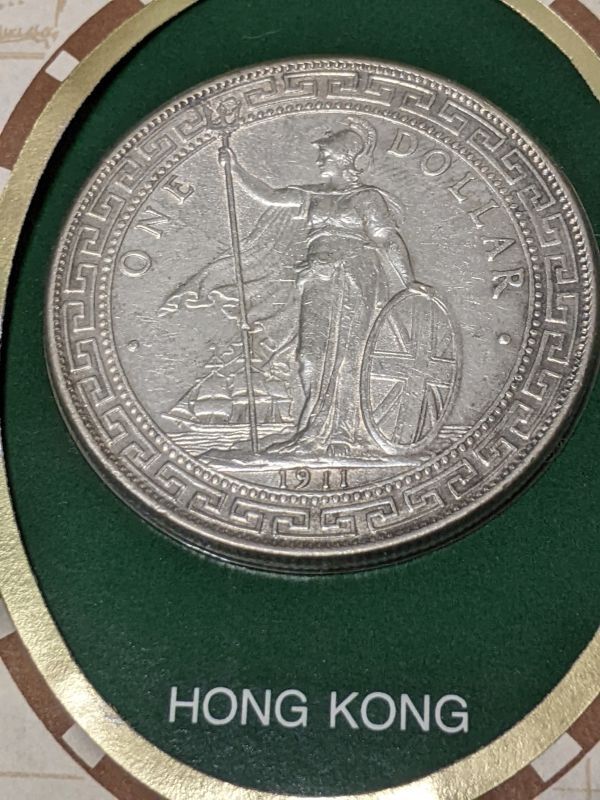 アンティークコイン イギリス 貿易ドル（中国貿易向けの特別鋳造銀貨約２８ｇ）解説書付きセレクトカバー（1990年香港消印）◎同梱可の画像5