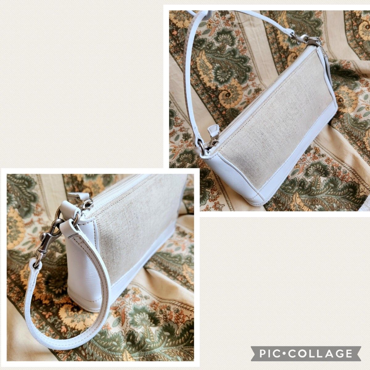美品 COACH コーチ アクセサリーポーチ レザー キャンバス 美品 COACH コーチ アクセサリーポーチ レザー キャンバス