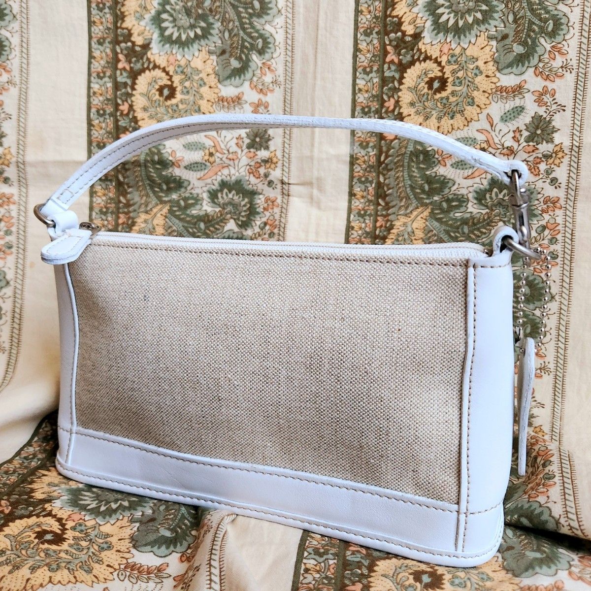 美品 COACH コーチ アクセサリーポーチ レザー キャンバス 美品 COACH コーチ アクセサリーポーチ レザー キャンバス