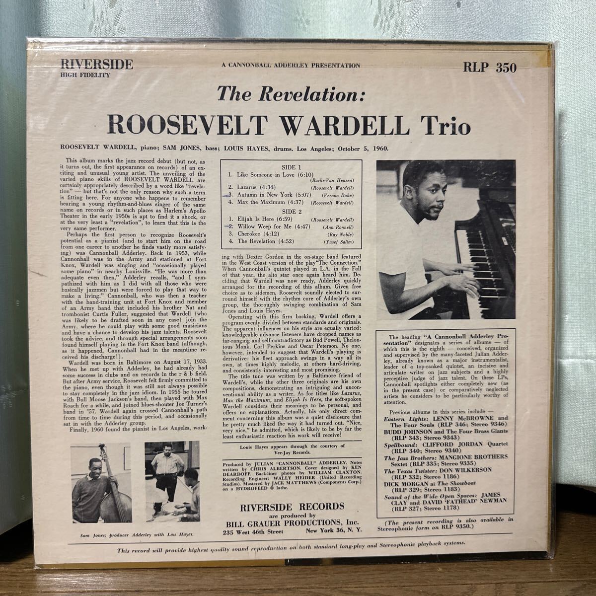 【LP】　US オリジナル　THE REVELATION / ROOSEVELT WARDELL TRIO RIVERSIDE RLP-350_画像2