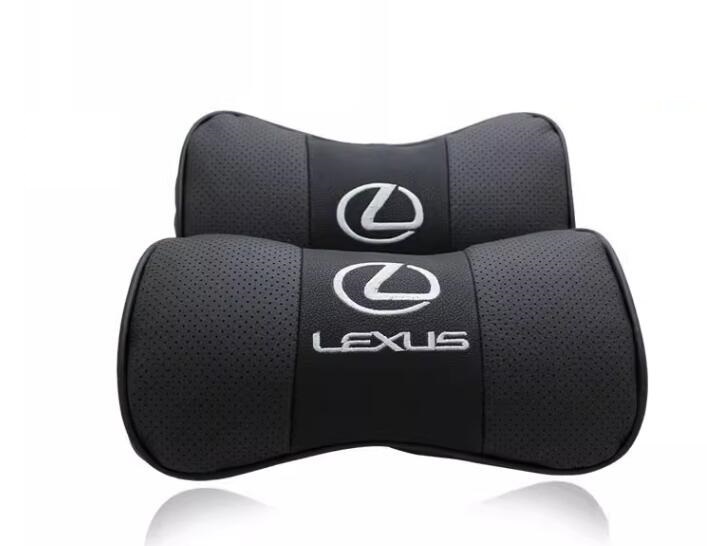 新品 レクサス LEXUS ロゴ刺繍 本革レザー 自動車 2個セット ネックパッド頚椎サポート首枕 汎用品LS/LC/UX/NX/RX/RC/IS/GS/ES200 ブラウン_画像3