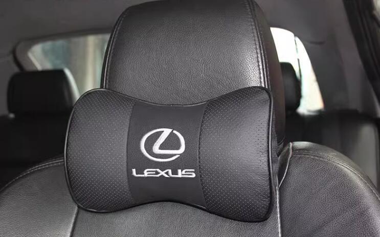新品 レクサス LEXUS ロゴ刺繍 本革レザー 自動車 2個セット ネックパッド頚椎サポート首枕 汎用品LS/LC/UX/NX/RX/RC/IS/GS/ES200 グレー_画像7