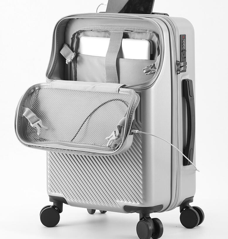 スーツケース キャリー ケース 20インチ 軽量 USBポート カップホルダー フック搭載 旅行 2泊3日 (ホワイト)_画像7