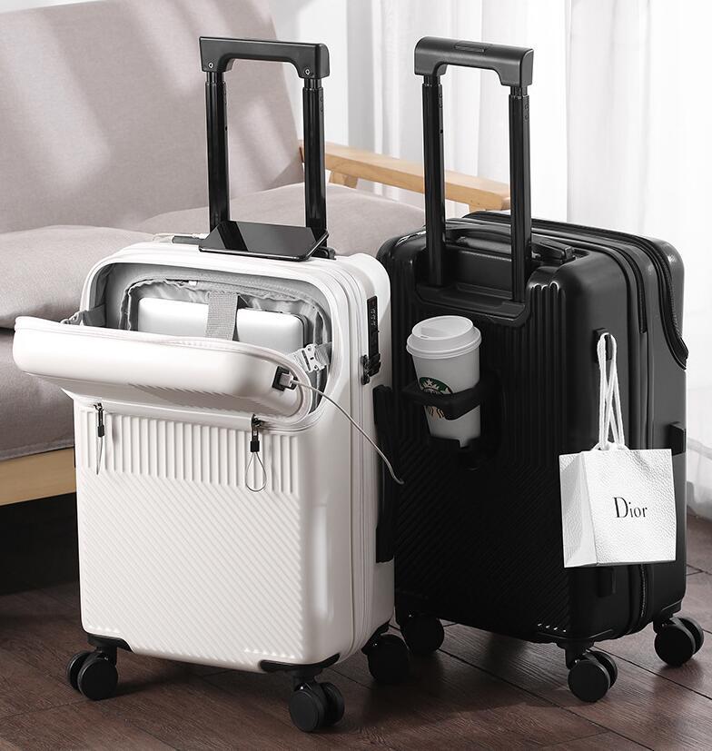 スーツケース キャリー ケース 20インチ 軽量 USBポート カップホルダー フック搭載 旅行 2泊3日 (ホワイト)_画像6