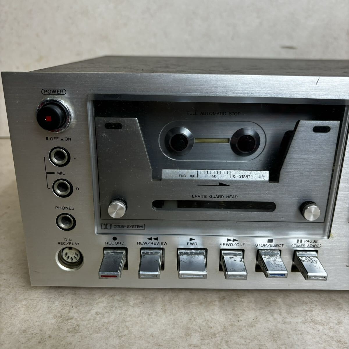 s0513601 AIWA STEREO CASSETTE DECK MODEL AD-7500 アイワ ステレオ カセットデッキ 音響 カセット レトロ テープ 通電確認済 中古品_画像3