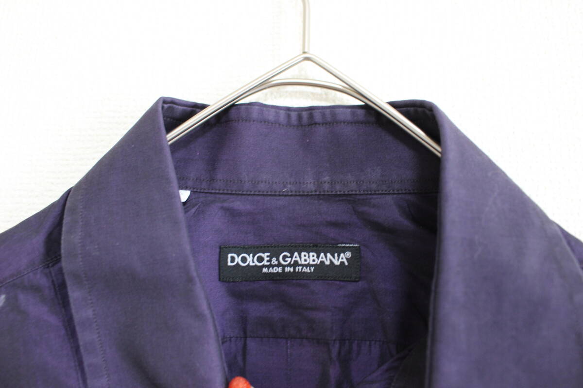 4846 メンズ DOLCE&GABBANA ドルチェ＆ガッバーナ シャツ カラーシャツ カッターシャツ パープル 紫 39 151/2 男性 正規 本物_画像2