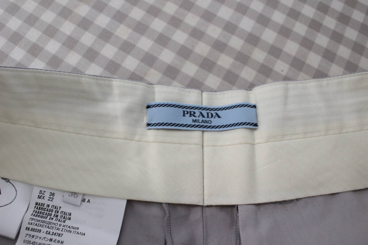 E716*.. пачка бесплатная доставка * подлинный товар PRADA Prada кромка оборка шорты юбка-брюки брюки серый лаванда лиловый SIZE36 S размер 