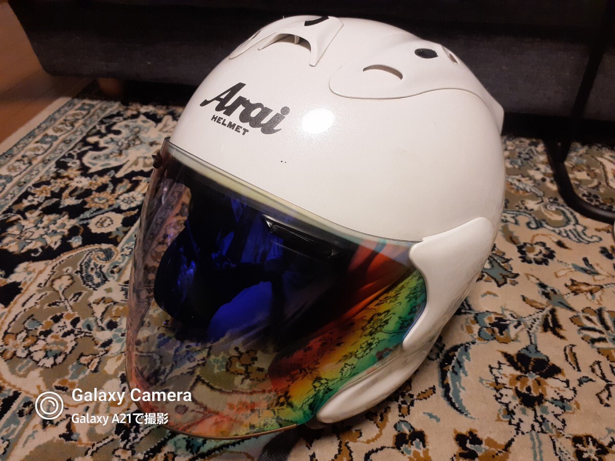 Arai アライ MZ パールホワイトmz ジェットヘルメット/ 57.58サイズ M /【10年製】レインボーシールドの画像1