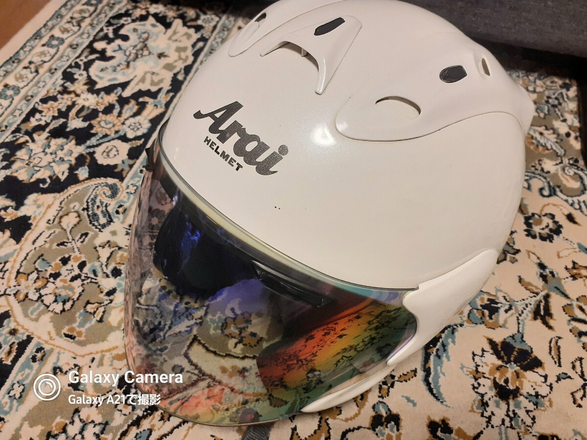 Arai アライ MZ パールホワイトmz ジェットヘルメット/ 57.58サイズ M /【10年製】レインボーシールドの画像2