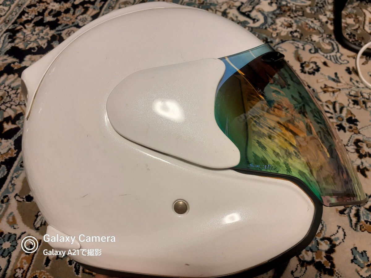 Arai アライ MZ パールホワイトmz ジェットヘルメット/ 57.58サイズ M /【10年製】レインボーシールドの画像6