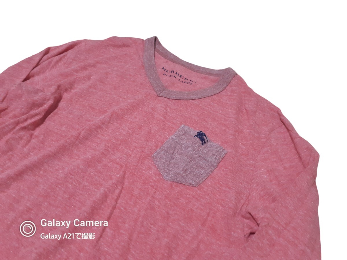 BURBERRY BLACKLABEL/バーバリーブラックレーベル/綿ポリ/薄手:ポケット付:Vネック長袖Tシャツ/ロンT used MEN'S-2の画像3