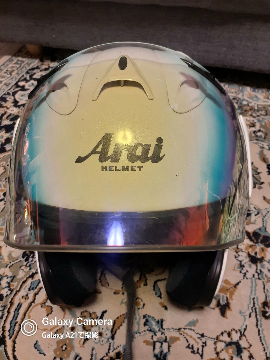 Arai アライ MZ パールホワイトmz ジェットヘルメット/ 57.58サイズ M /【10年製】レインボーシールドの画像4