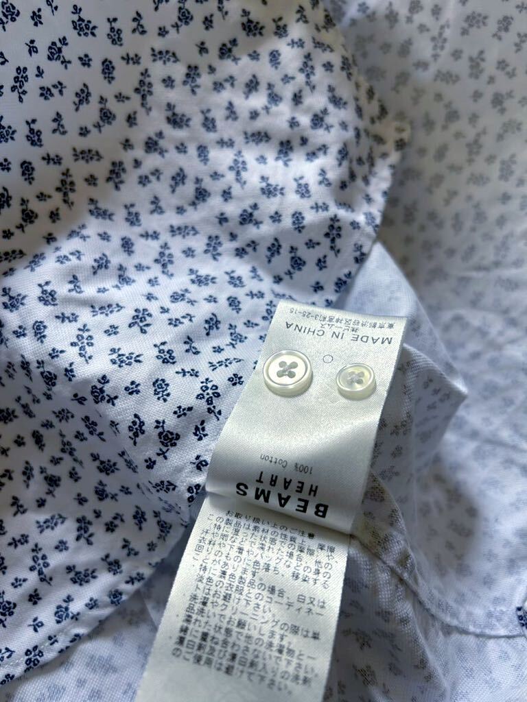 【試着程度】BEAMS/ビームス ピュアコットン ボタニカル カッタウェイカラードレスシャツSの画像10