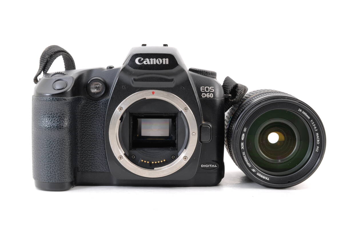動作品 キャノン Canon EOS D60 レンズ TAMRON AF ASPHERICAL 28-300mm f3.5-6.3 MACRO XD LD デジタル一眼レフカメラ フード付 管GG3008の画像2