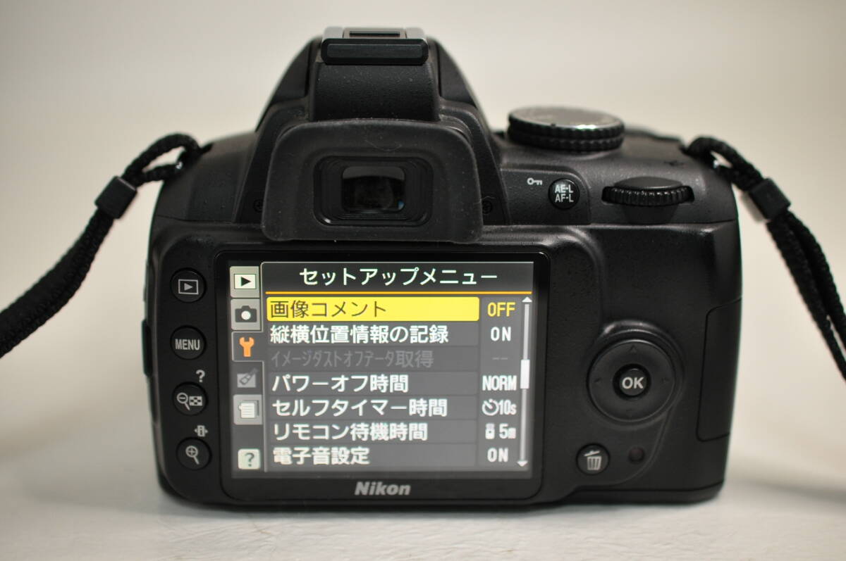 シャッター回数 732回 動作品 ニコン Nikon D3000 レンズ AF-S DX NIKKOR 18-55mm f3.5-5.6 G VR デジタル一眼カメラ 充電器付 管100GG3017の画像9