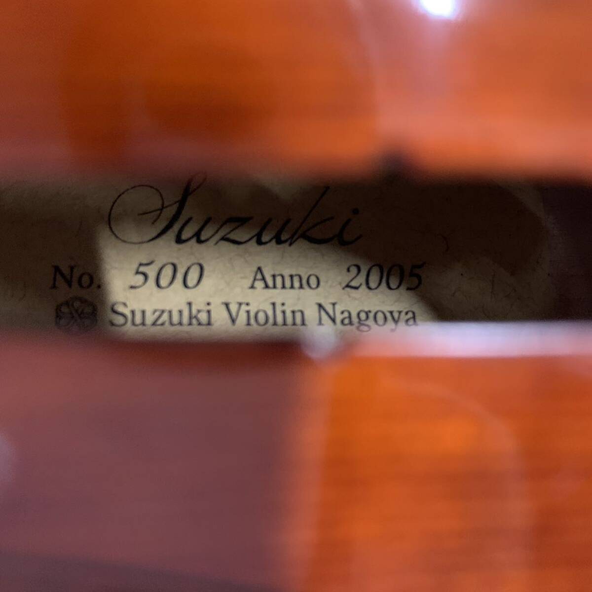 【P-4】 Suzuki No.500 バイオリン 付属品付 弦切れ 痕跡あり ステッカー貼られ スズキ 中古品 1865-156_画像10