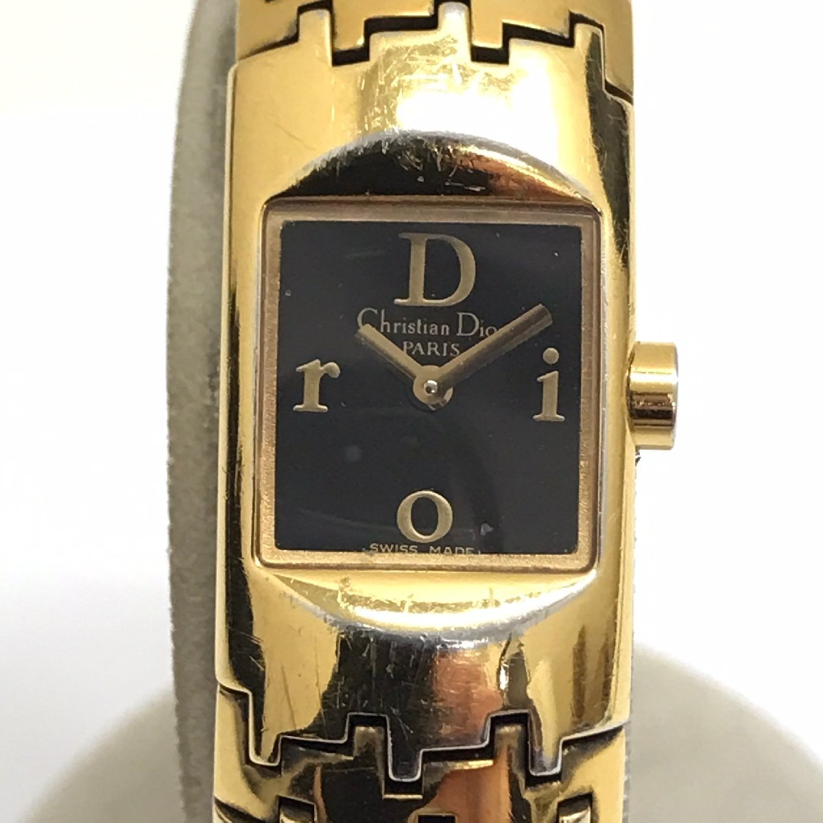 中古品 稼働品 ChristianDior クリスチャン・ディオール D96-150 GP 黒文字盤 クオーツ 電池式 レディース 2針 ブランド 腕時計 質屋出品の画像1