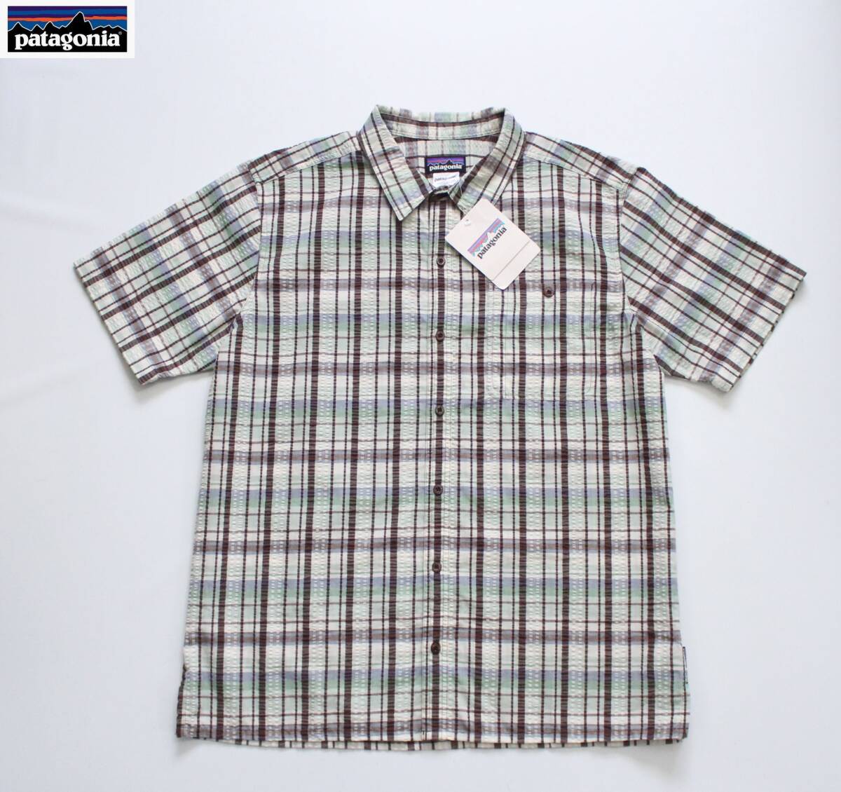 未使用【 patagonia パタゴニア 】Puckerware Shirt 半袖 パッカーウェア シャツ XL シアサッカー 53004 2015年製 吸湿発散 チェック