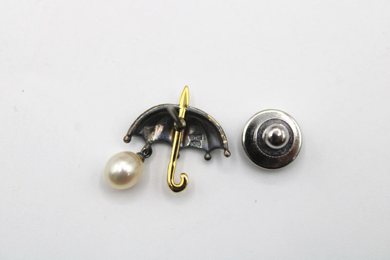 MIKIMOTOミキモト「K18 SV刻印 パール真珠 傘 モチーフ タイピンブローチ」アクセサリーの画像4