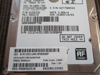 ◇ HGST 正常作動確認 2.5インチHDD SATA 750GB 5400RPM ◇ の画像4