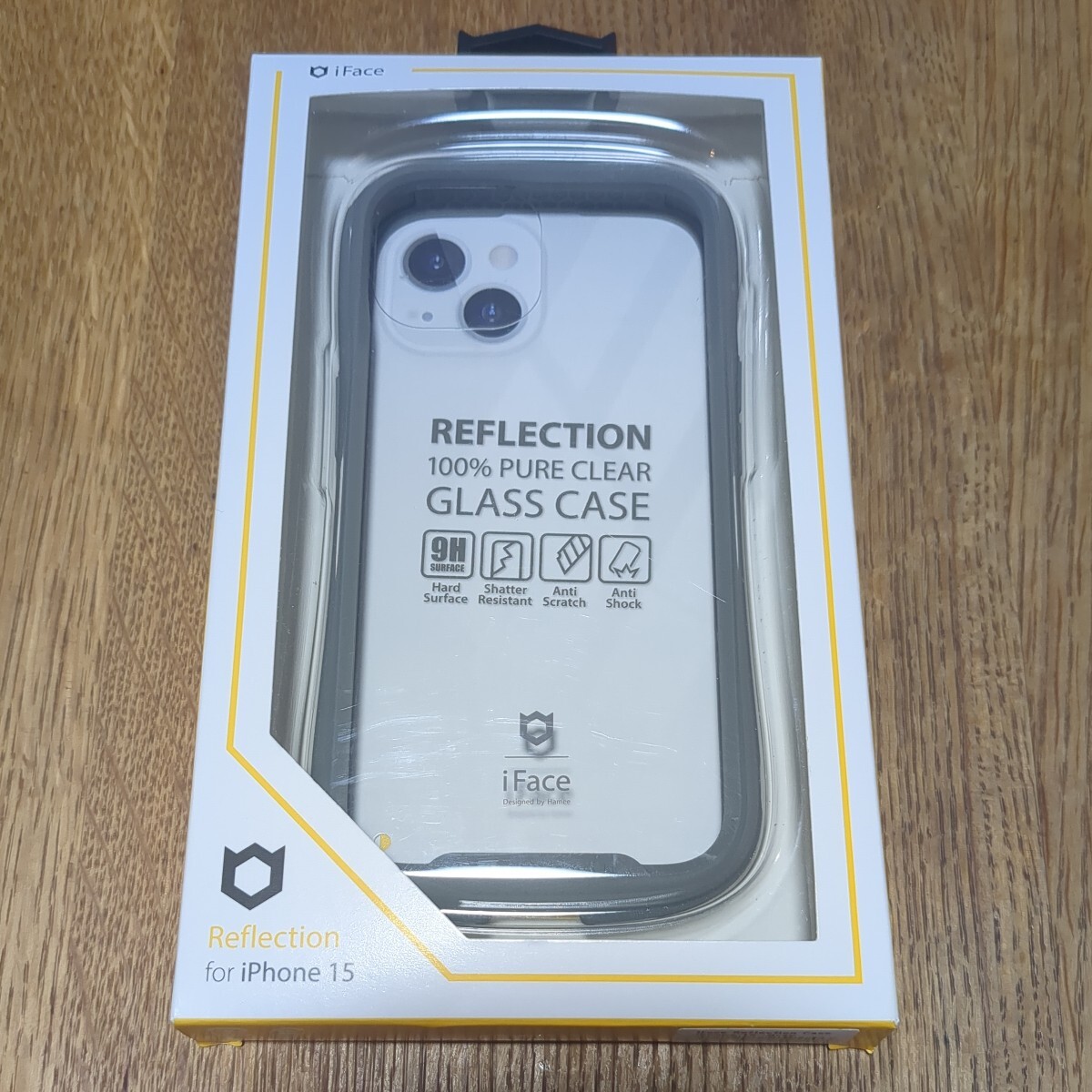 iPhone15 iFace Reflection case グレー 未使用 アイフェイス カバー 強化ガラスクリア 透明 専用