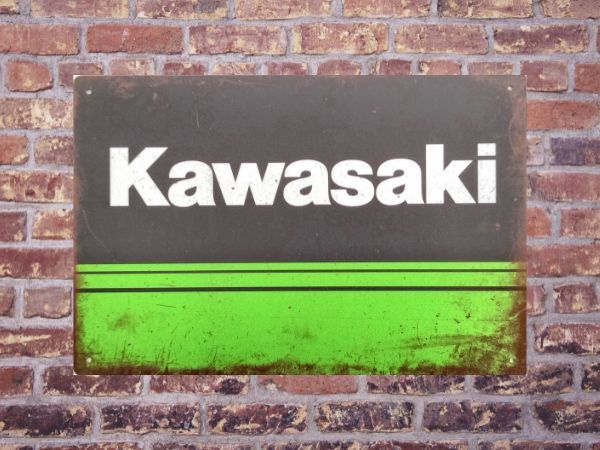 ブリキ看板 Kawasaki カワサキ 172 メタルプレート インテリア ガレージ アメリカン雑貨 レトロ風 ビンテージ風 おしゃれ 新品_画像2