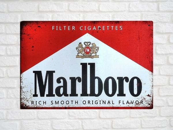 ブリキ看板 MARLBORO マルボロ 80 メタルプレート DIY インテリア たばこ シガー アメリカン雑貨 レトロ風 世田谷ベース おしゃれの画像1