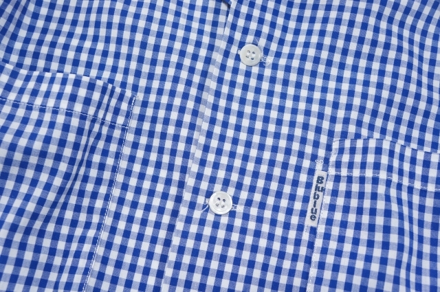 A886　良品　H.R.MARKET BLUE BLUE ブルーブルー　イカリ刺繍 両ポケ ギンガムチェックオープンシャツ　2　日本製　クリックポスト_画像9