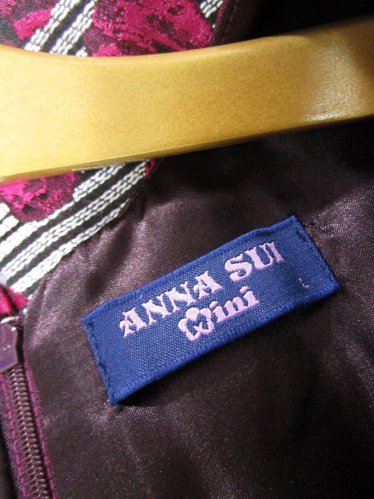 【送料込】[キッズ/子供] ANNA SUI Mini アナスイミニ ワンピース 130cm 白×ブラウンにピンクの花柄 スカート内側にチュールあり /n472483_画像6