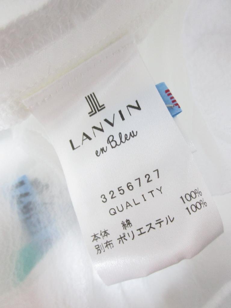 【送料込】 LANVIN en Bleu ランバンオンブルー カットソー ホワイト 白 無地 コットン 綿100% Ｔシャツ地×シフォン生地 size38 M/959304_画像7