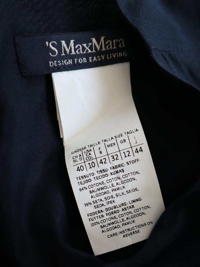 【送料込】★S.MAX MARA★エスマックスマーラ ノースリーブロングワンピース サイズ44 LL ネイビー 裏地あり 春夏 リゾート 6437317_画像6