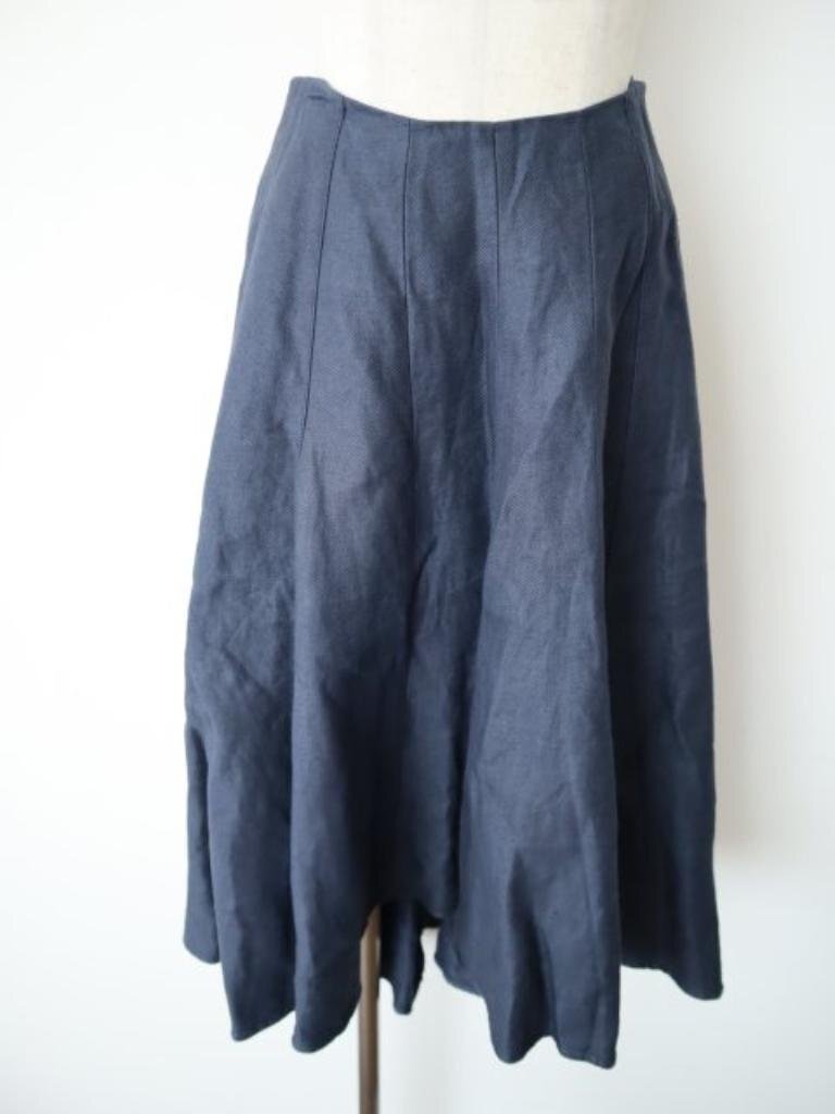 【送料込】MADISON BLUE マディソンブルー PANEL FLARE SKIRT LINEN TWILL スカート ネイビー S リネン100% 定価78,100円 日本製/6437589_画像1