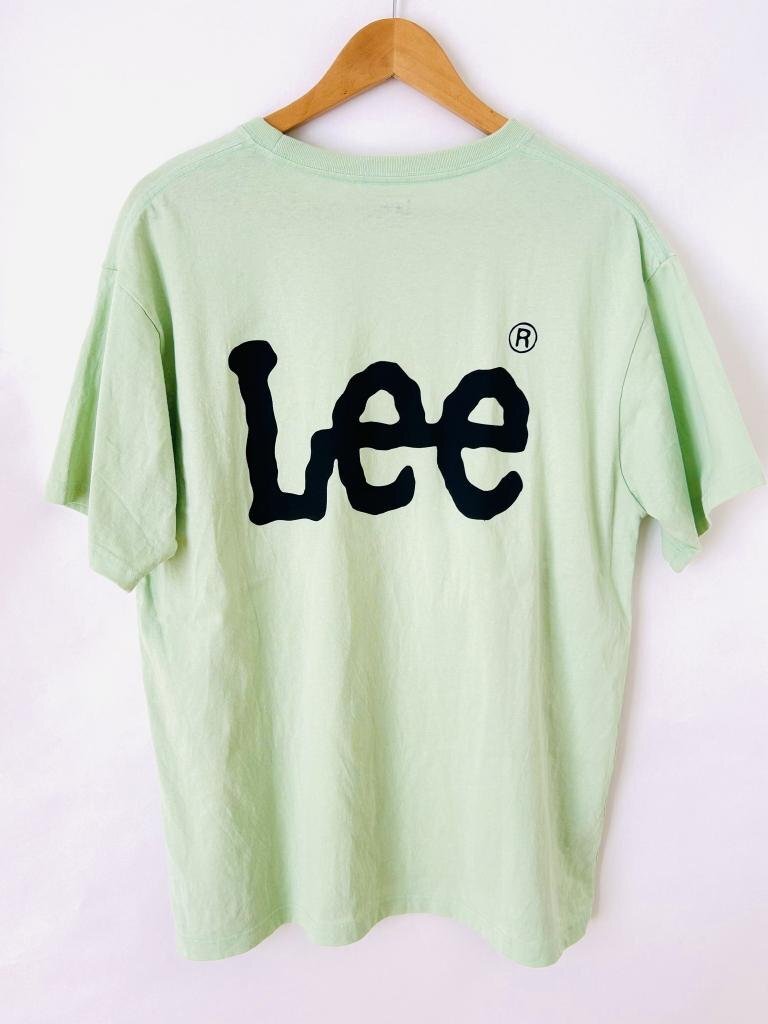 【送料込】Lee リー Tシャツ メンズ くすみグリーン Lサイズ 半袖 ラウンドネック ロゴ入り シンプル 綿100% 人気 着回し/6437631_画像3