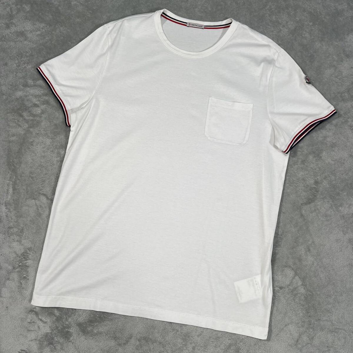 1円 極美品 MONCLER モンクレール マグリア 半袖 Tシャツ  Lサイズ 白 ポケットT 7835の画像1