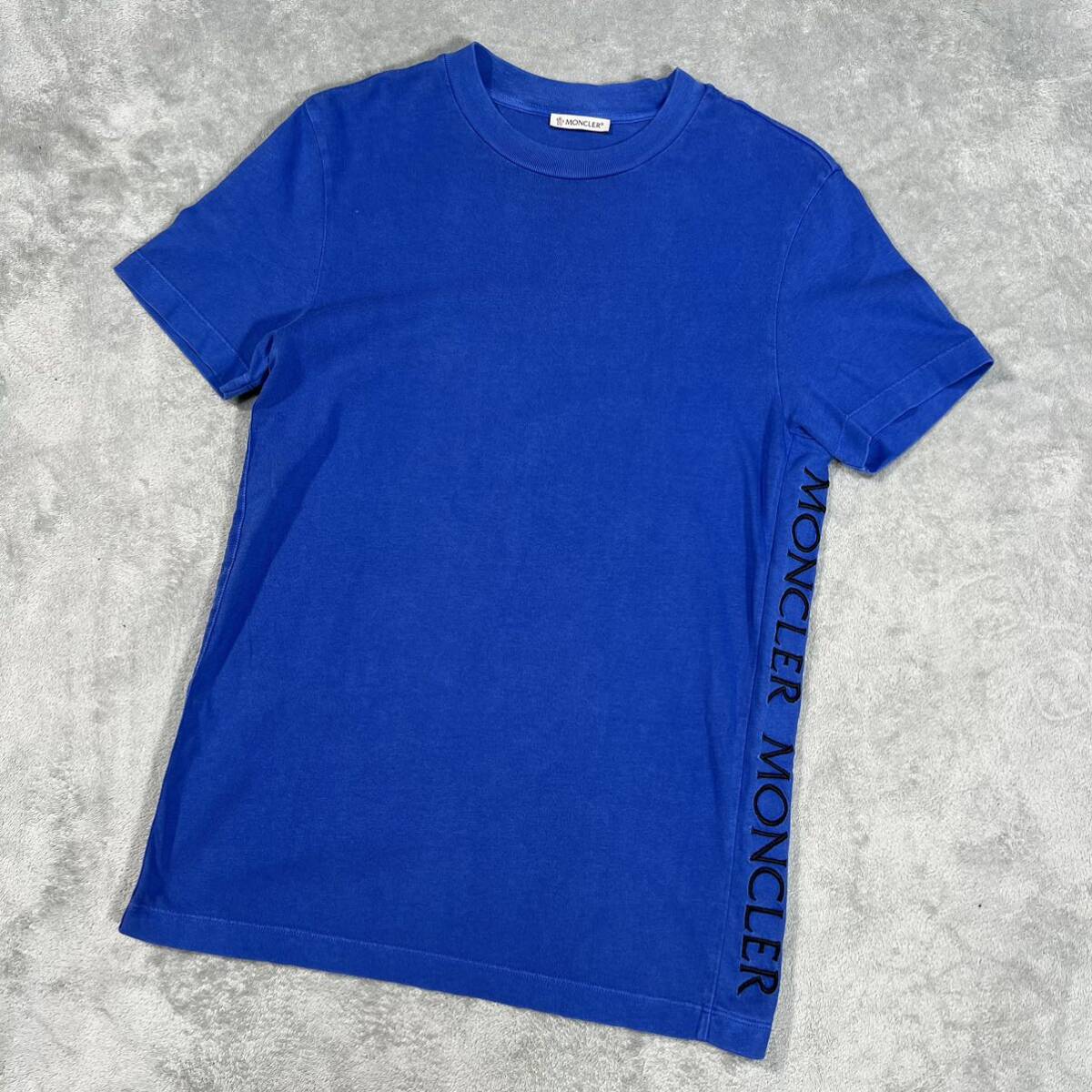 1円　極美品　MONCLER モンクレール　マグリア　半袖　Tシャツ 半袖Tシャツ XSサイズ 青　ブルー　サイドライン　サイドロゴ　7897_画像1