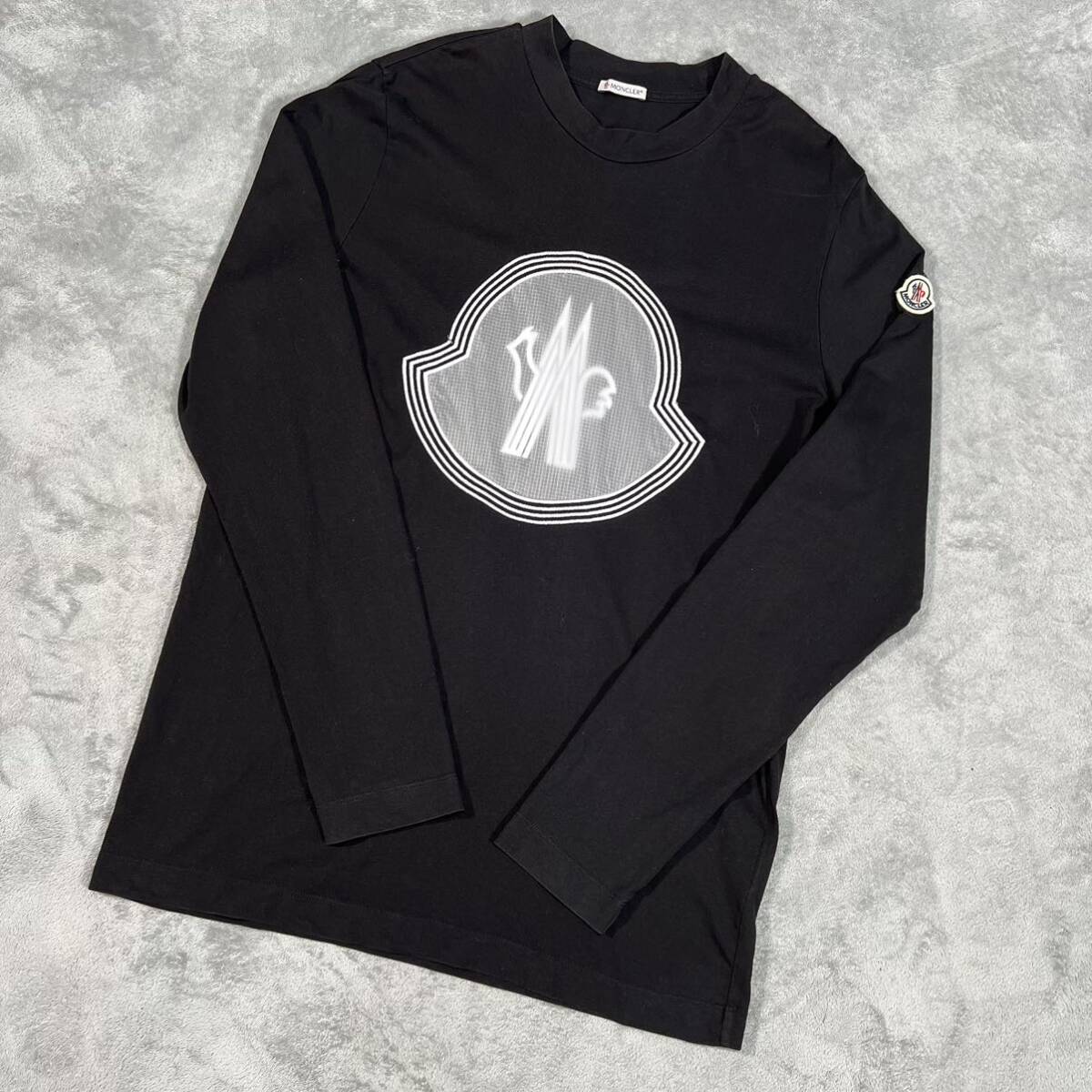 1円　極美品　MONCLER モンクレール　マグリア　長袖　長袖Tシャツ ロンT ビッグロゴ Mサイズ 黒　ブラック　_画像1