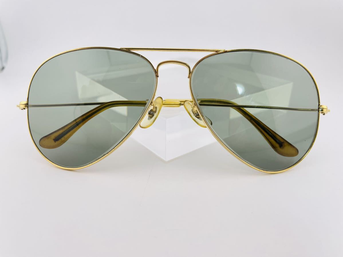 Qa05 レイバン AVIATOR 70s 58□14 ビンテージ ボシュロム製 サングラス B&L Ray-Ban USA ゴールド ブラック メガネの画像7