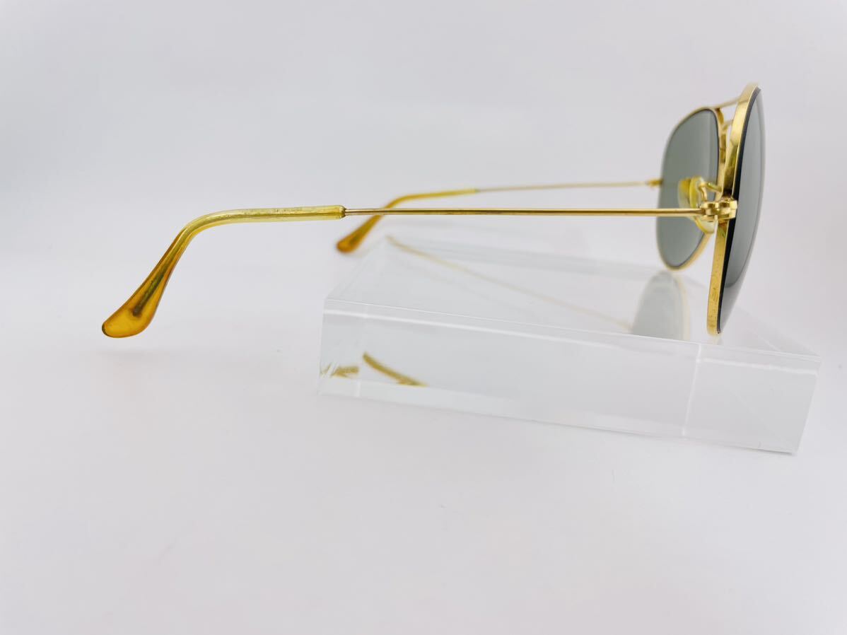Qa05 レイバン AVIATOR 70s 58□14 ビンテージ ボシュロム製 サングラス B&L Ray-Ban USA ゴールド ブラック メガネの画像9