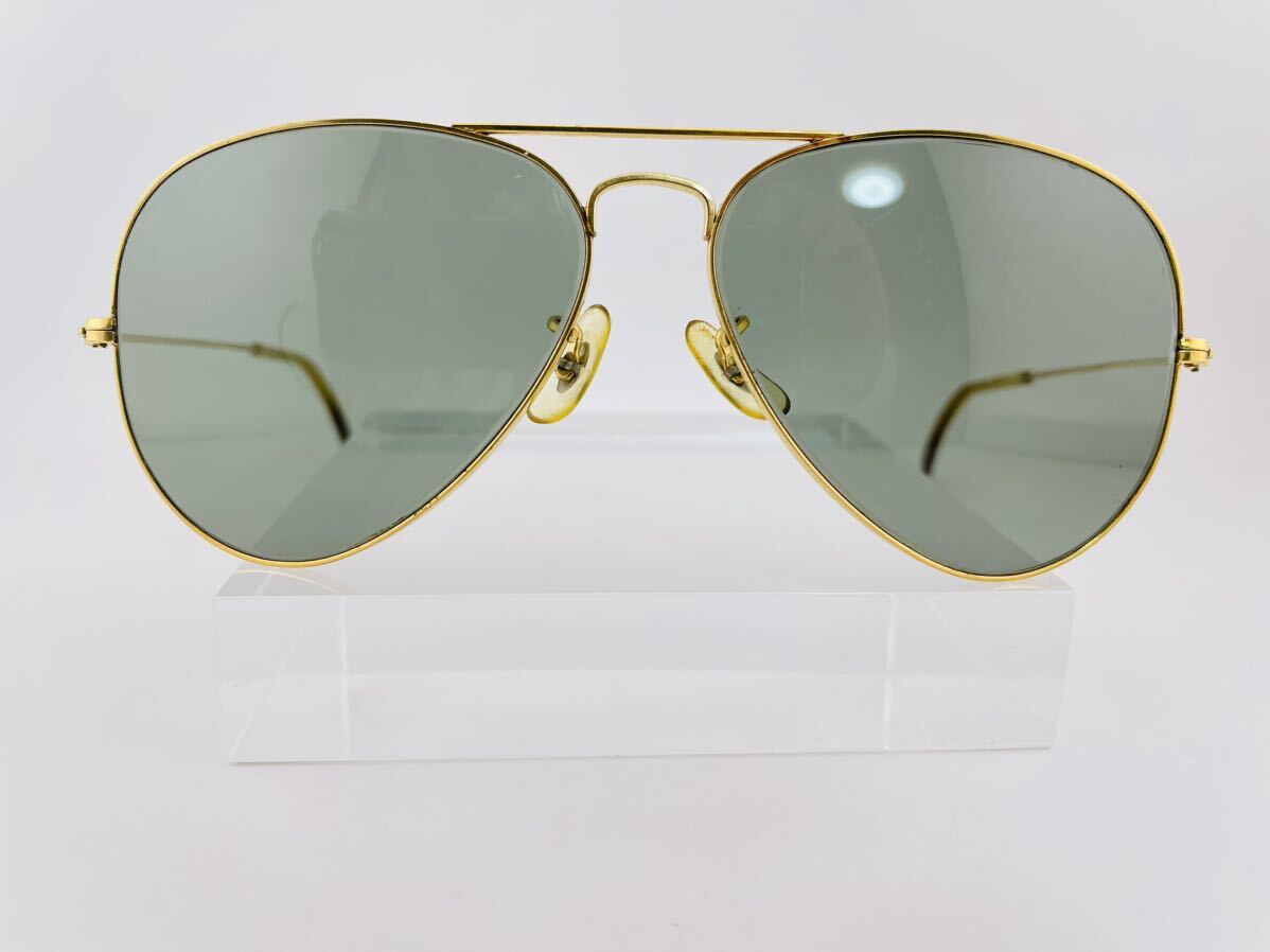Qa05 レイバン AVIATOR 70s 58□14 ビンテージ ボシュロム製 サングラス B&L Ray-Ban USA ゴールド ブラック メガネの画像8