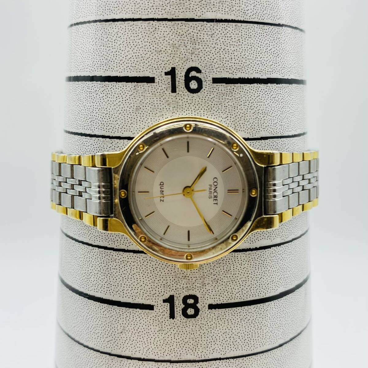 134 CONCRET PARIS コンクレット パリ 腕時計 時計 クオーツ クォーツ 白文字盤 3針 CY-005M ステンレススチール シルバー ゴールド AM_画像6