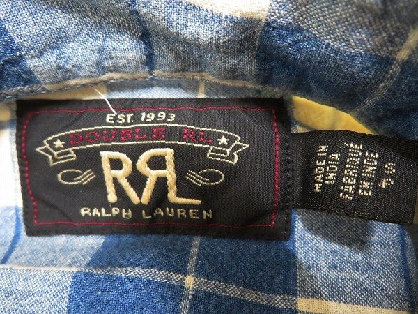 8T1938/RRL リネン混チェックワークシャツ ダブルアールエル_画像4