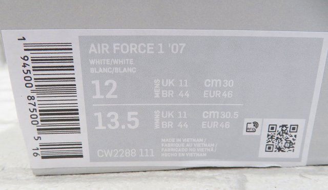 2S9398/NIKE AIR FORCE 1 Low '07 CW2288-111 ナイキ_画像7