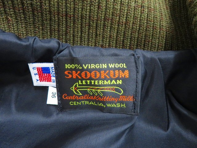 3J4368/SKOOKUM ファラオジャケット USA製 スクーカム 袖革スタジャン_画像5