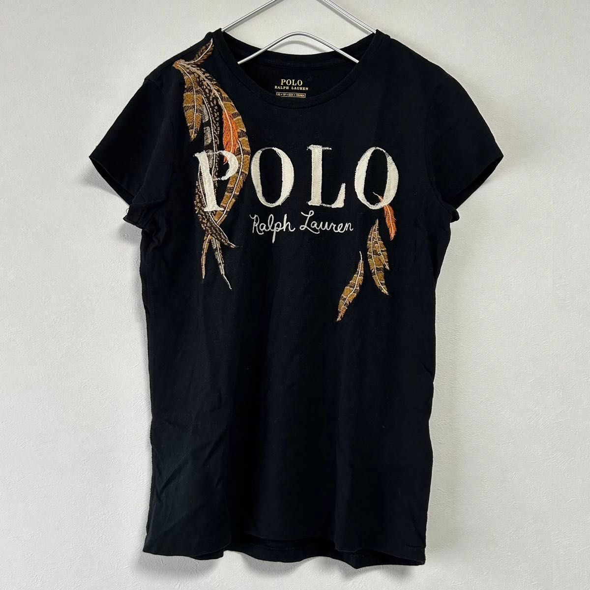 古着 90s POLO Ralph Lauren デカロゴ刺繍Tシャツ ブラック