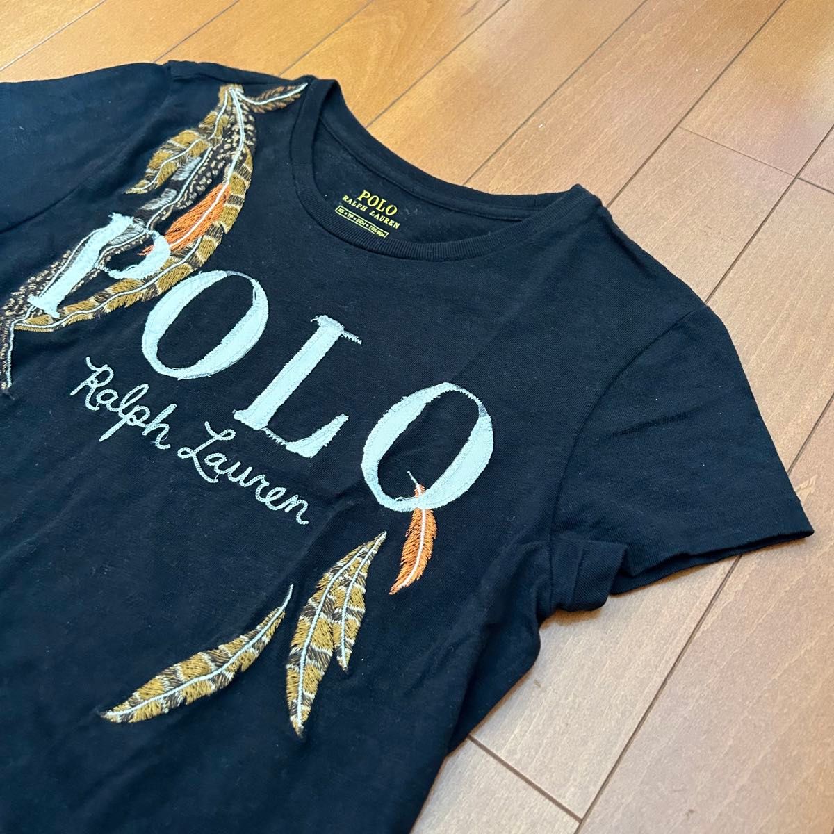古着 90s POLO Ralph Lauren デカロゴ刺繍Tシャツ ブラック